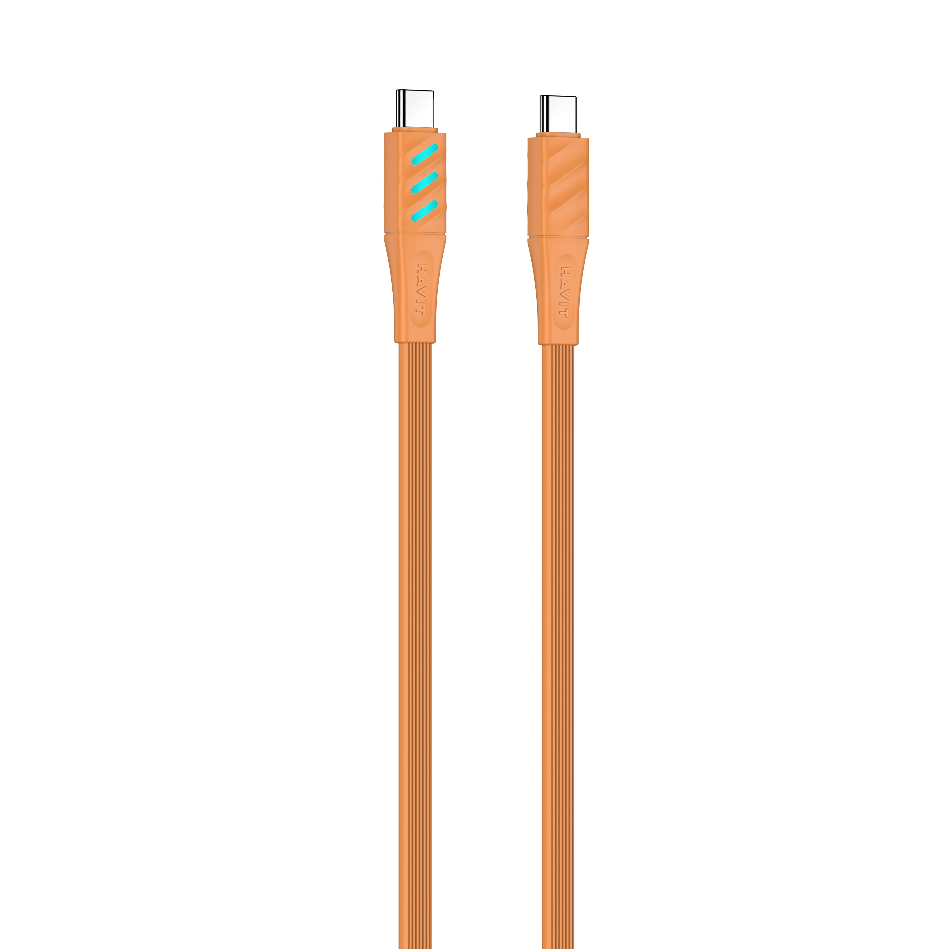 Cablu USB-C Havit CB6254, 60W, 100 cm, cu display, portocaliu