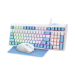 Set gaming Tastatura Havit KB897CM + Mouse + Mousepad, 99 taste, Alb + Albastru