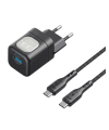 Kit incarcator Havit UC233 EU, 30W, GaN, cablu USB-C, Negru + Gri