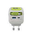 Incarcator retea Havit UC253 EU, PD65W, cablu retractabil, USB-C + USB-A, Gri + Verde