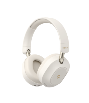 Casti over-ear Bluetooth Havit H668BT, BT 5.4, ANC -25dB, autonomie 80h, Hi-Res, Bej