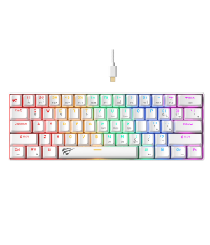 Tastatura mecanica gaming Havit KB903L, 61 taste, Alb