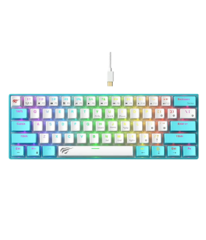 Tastatura mecanica gaming Havit KB903L, RGB, 61 taste, Albastru + Alb