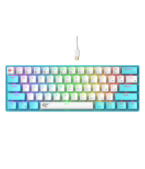 Tastatura mecanica gaming Havit KB903L, RGB, 61 taste, Albastru + Alb