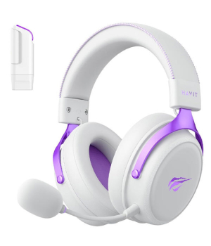 Casti gaming wireless Havit H2015YG, 2.4GHz, Bluetooth, Latenta 28ms, Alb + Mov