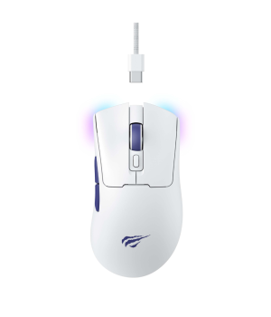 Mouse gaming wireless Havit MS966WB, 22000 DPI, multi-mode, acumulator 500mAh, Alb + Albastru