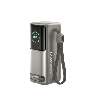 Acumulator si incarcator portabil Havit PB37, USB-C+USB-A, 10000mAh, 65W, Titaniu Auriu