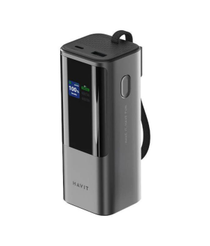 Acumulator portabil Havit PB38, USB-C+USB-A, 20000mAh, 148W, Display, Titaniu