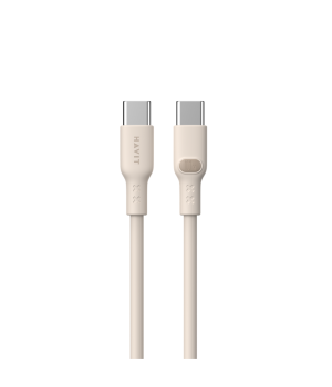Cablu USB-C Havit CB6284, 100W, 200 cm, silicon, Bej