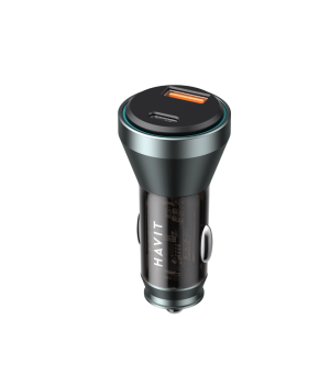 Incarcator auto Havit CC2017, 48W, USB-C + USB-A, display digital, Negru + Albastru