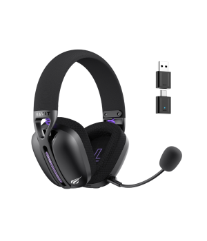Casti gaming wireless Havit Fuxi-H3 Plus, 2.4GHz, Bluetooth, Jack 3.5 mm, Latenta 24 ms, Negru