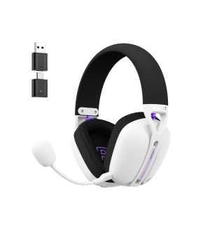 Casti gaming wireless Havit Fuxi-H3 Plus, 2.4GHz, Bluetooth, Jack 3.5 mm, Latenta 24 ms, Alb + Negru