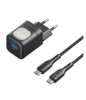 Kit incarcator Havit UC233 EU, 30W, GaN, cablu USB-C, Negru + Gri