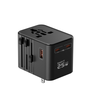 Adaptor travel Havit UCT 700, 25W, USB-C + USB-A, multiport, Negru