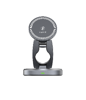Incarcator wireless 3 in1 Havit HVWLC-W3111-GY, 15W, compatibil telefon, casti, ceas, Gri