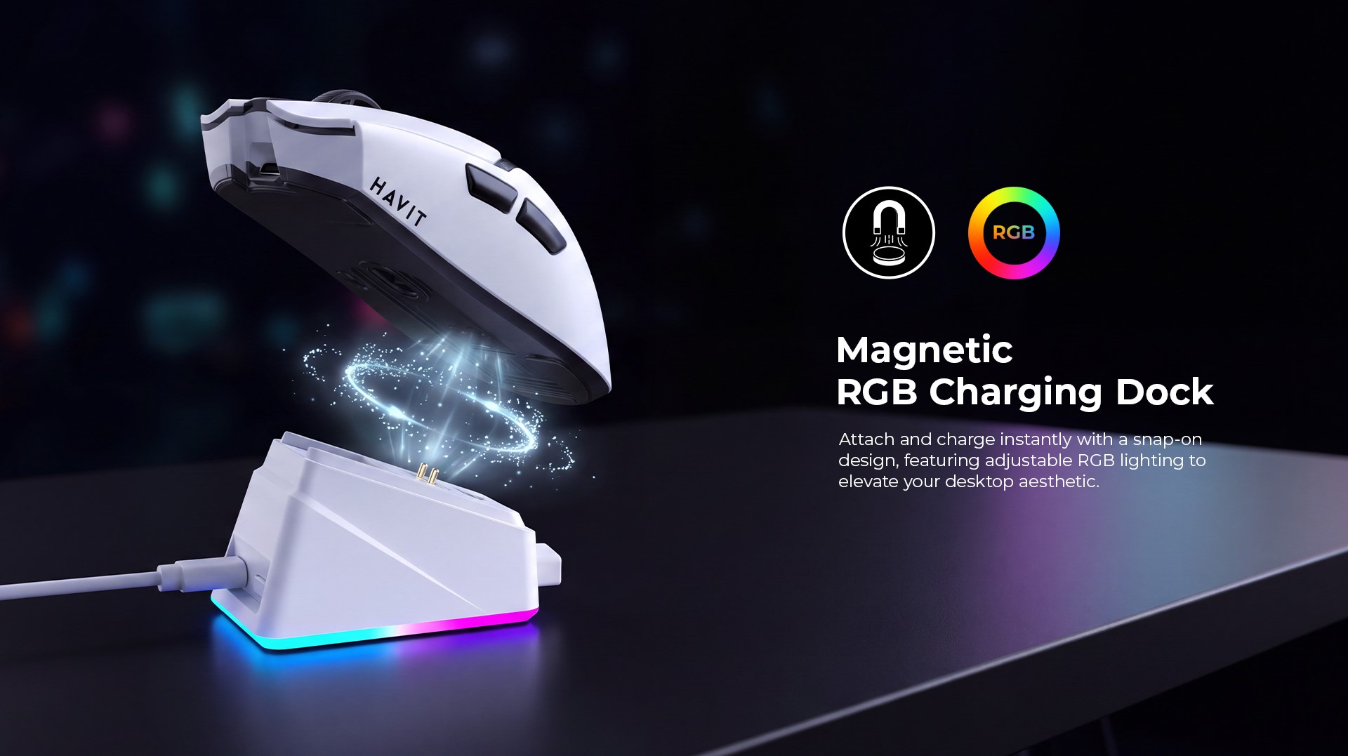 Statie de incarcare magnetica cu iluminare RGB!