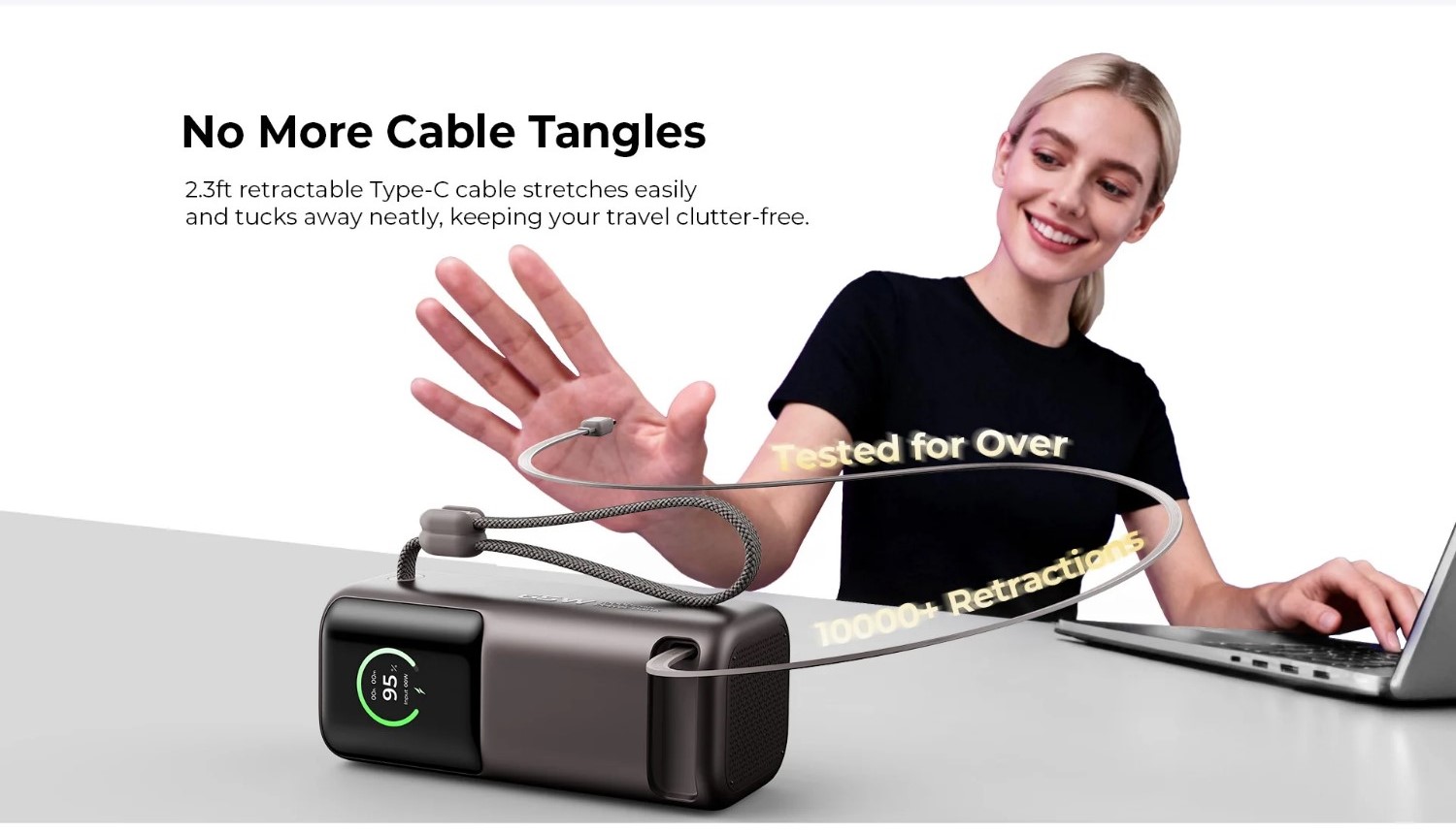 Cablu retractabil USB C cu lungime de 70cm!